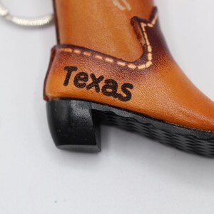 Handmade leather cowboy boot key chain personalized name drop