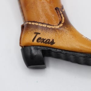 Handmade leather cowboy boot key chain personalized name drop Texas map