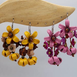 Genuine Handmade Leather Flower Earrings 8 colors