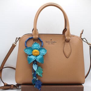 Genuine Handmade Leather Flower Keychain daisy purse charm bag charm