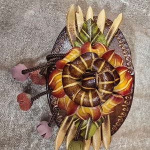 Genuine Handmade Leather Flower Hair Stick / Hair Clip - Hair Accessory,barrettes