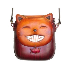 Lucky Cat Pouch Purse / Crossbody Bag / Shoulder Purse / Genuine Leather Bag