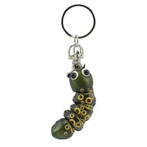 Genuine Handmade Leather Caterpillar Keychain/ Holiday Gift /Small Pendant Cartoon Keychain/ Animal Key Ring/ Car Key Ornament
