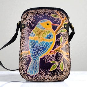 Genuine Handmade Leather Bird Purse , Crossbody, Phone Bag, Shoulder Bag, Mini Bag, Animal-themed Bag, Cartoon Bag