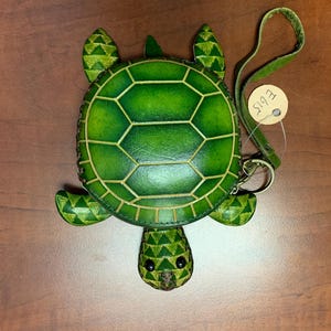 Genuine Handmade Leather Sea Turtle Coin Purse/Wallet/Coins Bag - Cartoon Mini Bag/Animal Small Bag/Wristlet