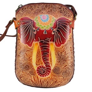 Genuine Handmade Leather Elephant Purse High-Quality Leather Crossbody Bag with Adjustable Strap for Daily Use & Animal Lovers
