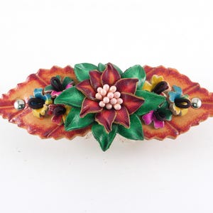 Genuine Handmade Leather Flower Hair Stick / Hair Clip - Hair Accessory,barrettes