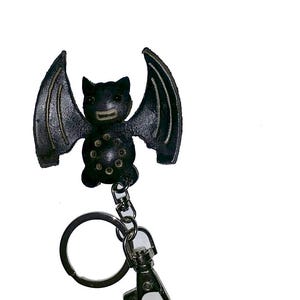 Genuine Handmade Leather bat Keychain/ Holiday Gift /Small Pendant Cartoon Keychain/ Animal Key Ring/ Key Ornament bag charm Halloween gift