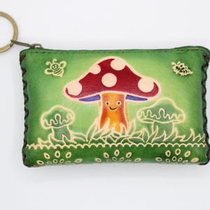Genuine Handmade Leather Mushroom Coin Purse / Wallet