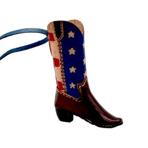 Genuine Handmade Leather Cowboy Boot Ornament