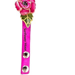 Genuine Handmade Leather Rose Bracelet Jewelry with personalize name drop Valentine's Day gift