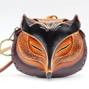 Genuine Handmade Leather Fox Wristlet / Coin Purse / Wallet