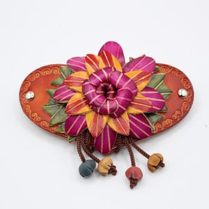 Genuine Handmade Leather Flower Hair Stick / Hair Clip - Hair Accessory,barrettes