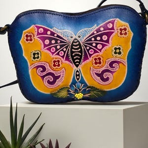 Genuine Handmade Leather Butterfly Purse / Crossbody/ Phone Bag, Shoulder Bag, Animal-themed Bag