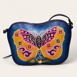 Genuine Handmade Leather Butterfly Purse / Crossbody/ Phone Bag, Shoulder Bag, Animal-themed Bag