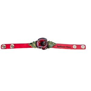 Genuine Handmade Leather Rose Bracelet Jewelry with personalize name drop Valentine's Day gift