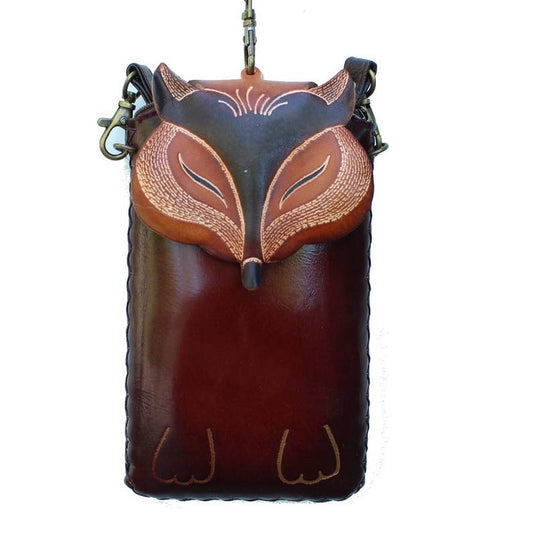 Genuine Handmade Leather Fox Phone Case / Cross-body