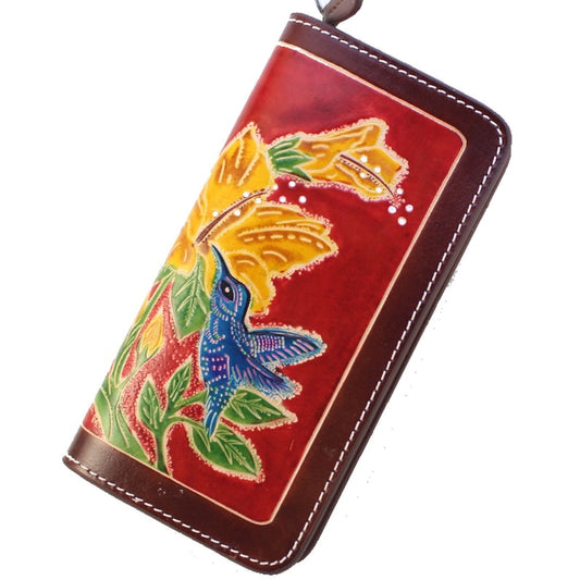 Genuine Handmade Leather Hummingbird Wallet