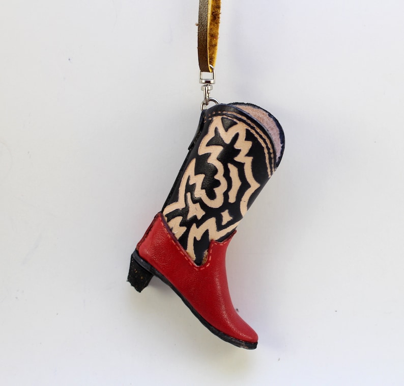 Genuine Handmade Leather Cowboy Boot Ornament