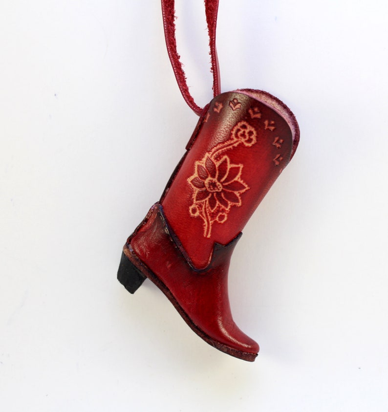 Genuine Handmade Leather Cowboy Boot Ornament