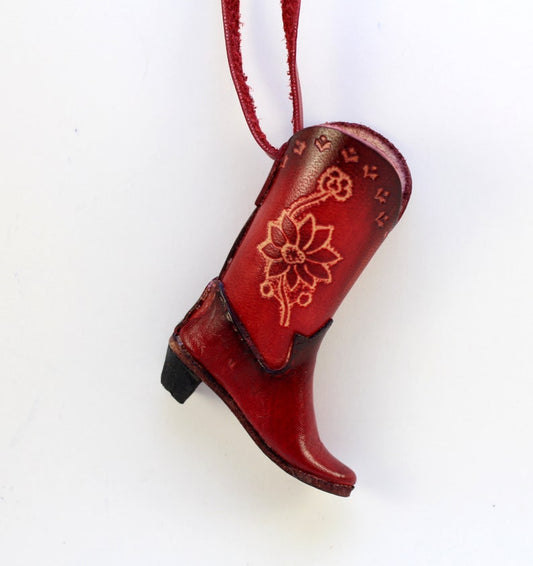Genuine Handmade Leather Cowboy Boot Ornament