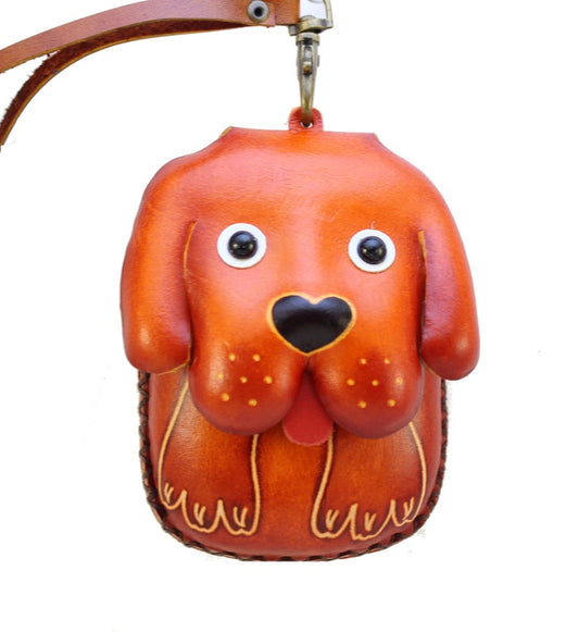 Genuine Handmade Leather Dog Wristlet / Coin Purse/small wallet