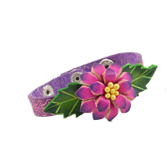 Genuine Handmade Leather Flower Bracelet