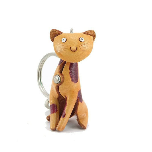 Genuine Handmade Leather Cat Keychain - Cat Key Ring, Animal Key Pendant, Cartoon Creative Small Hanger