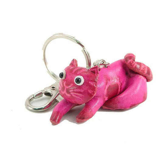 Genuine Handmade Leather Cat Keychain