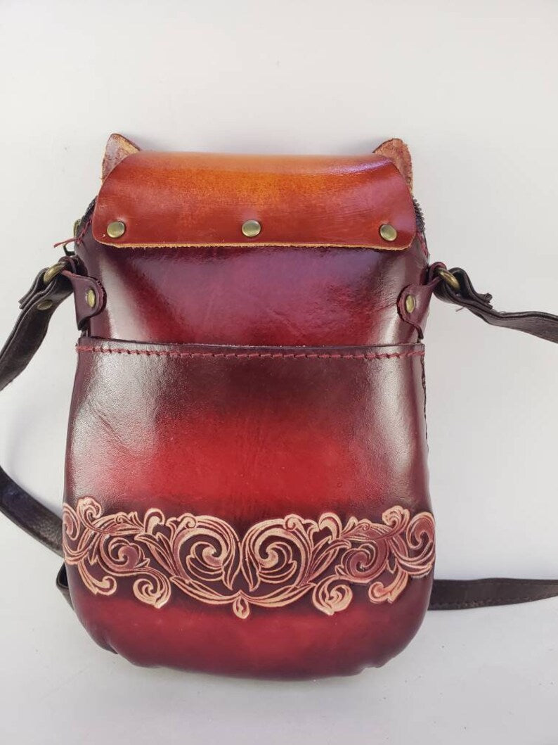 Handmade Genuine Leather Elephant Purse / Crossbody