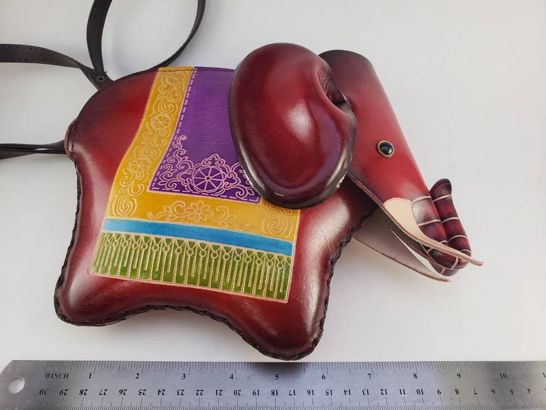 Handmade Genuine Leather 3D Elephant Purse / Crossbody