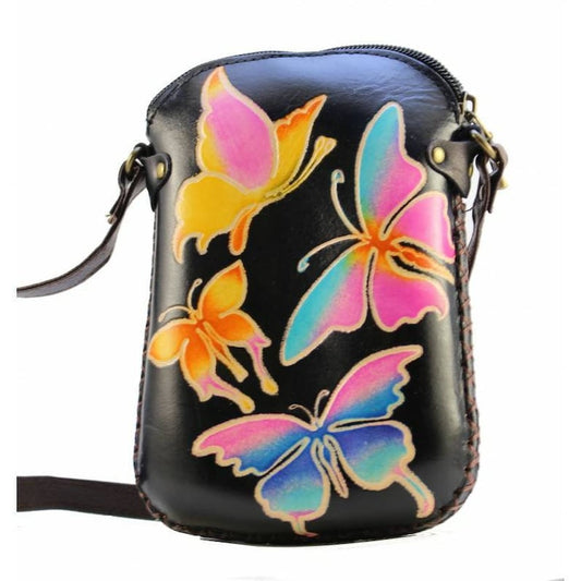 Handmade genuine leather butterfly purse crossbody