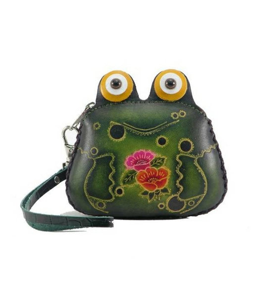 Genuine Handmade Leather Frog Wristlet / Coin Purse / Wallet