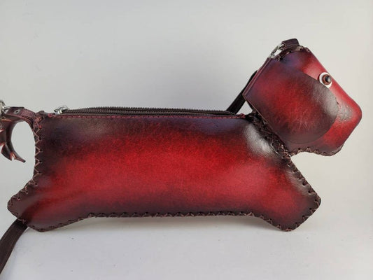 Genuine Handmade Leather Dachshund Handbag
