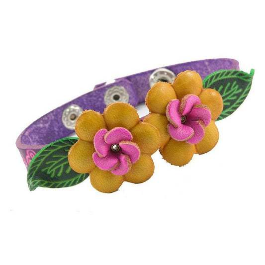 Genuine Handmade Leather Flower Bracelet