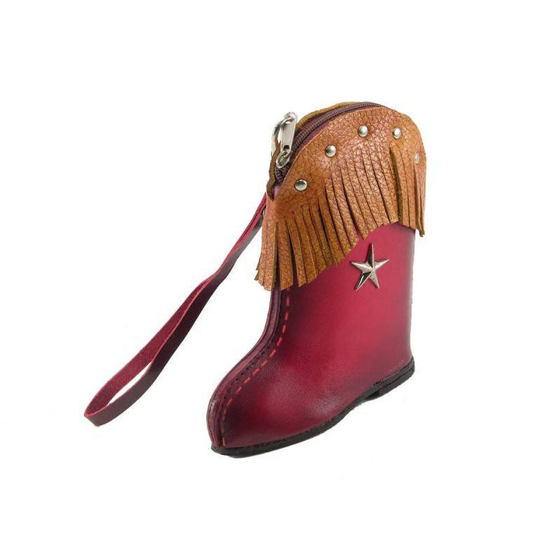 Handmade Genuine Leather Cowboy Boot Ornament / Coin Purse / Wristlet
