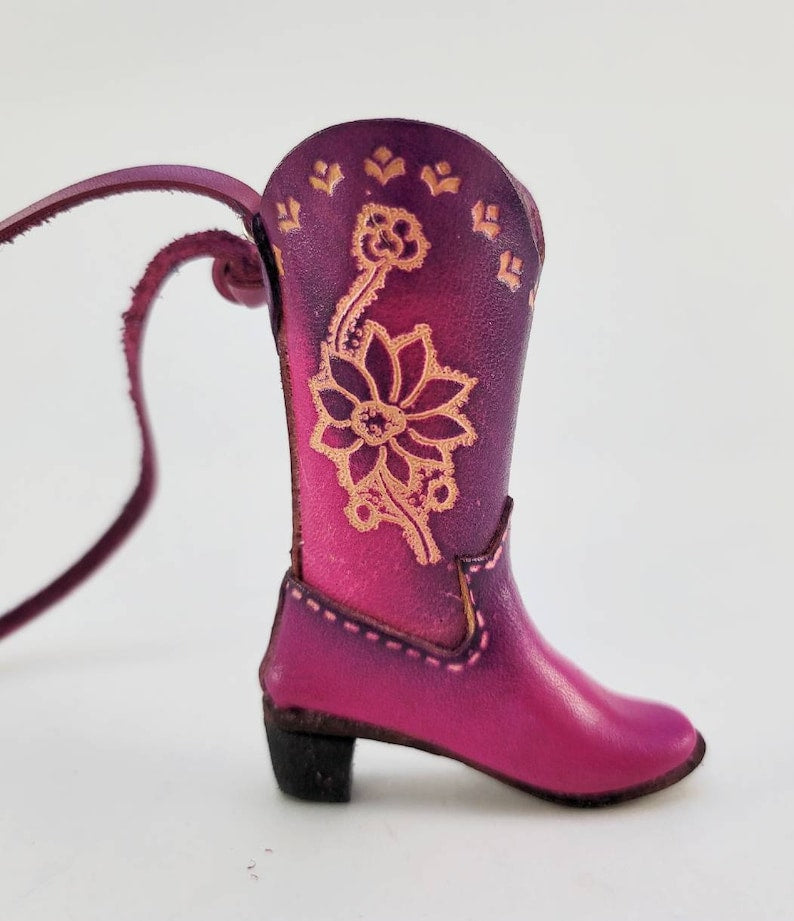 Genuine Handmade Leather Cowboy Boot Ornament