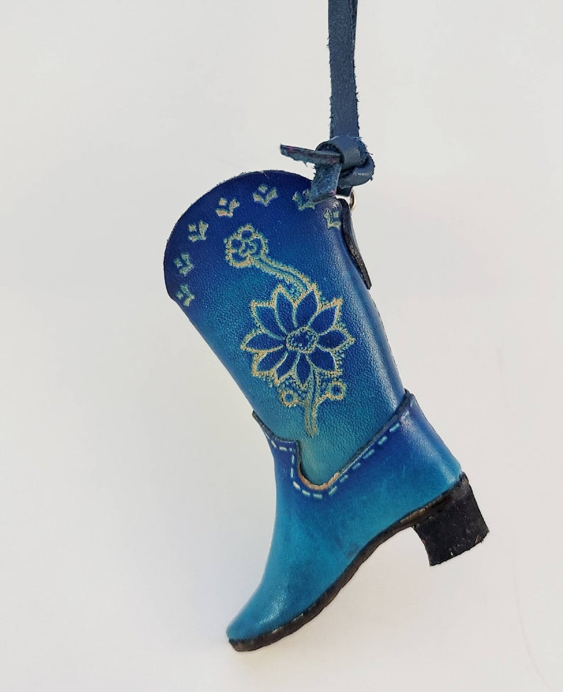 Genuine Handmade Leather Cowboy Boot Ornament