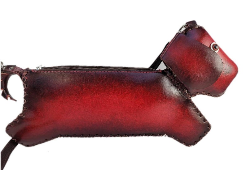 Genuine Handmade Leather Dachshund Handbag