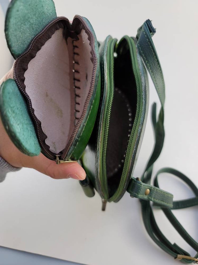 Genuine Leather Handmade Frog Backpack / Purse, Double-Shoulder Bag, Original Animal Bag, Cartoon Bag, Mini iPad Bag, Leather Carving Craft