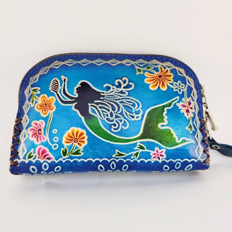 Genuine Handmade Leather Mermaid Wristlet / Coin Purse / Wallet