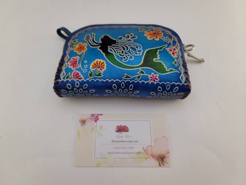 Genuine Handmade Leather Mermaid Wristlet / Coin Purse / Wallet