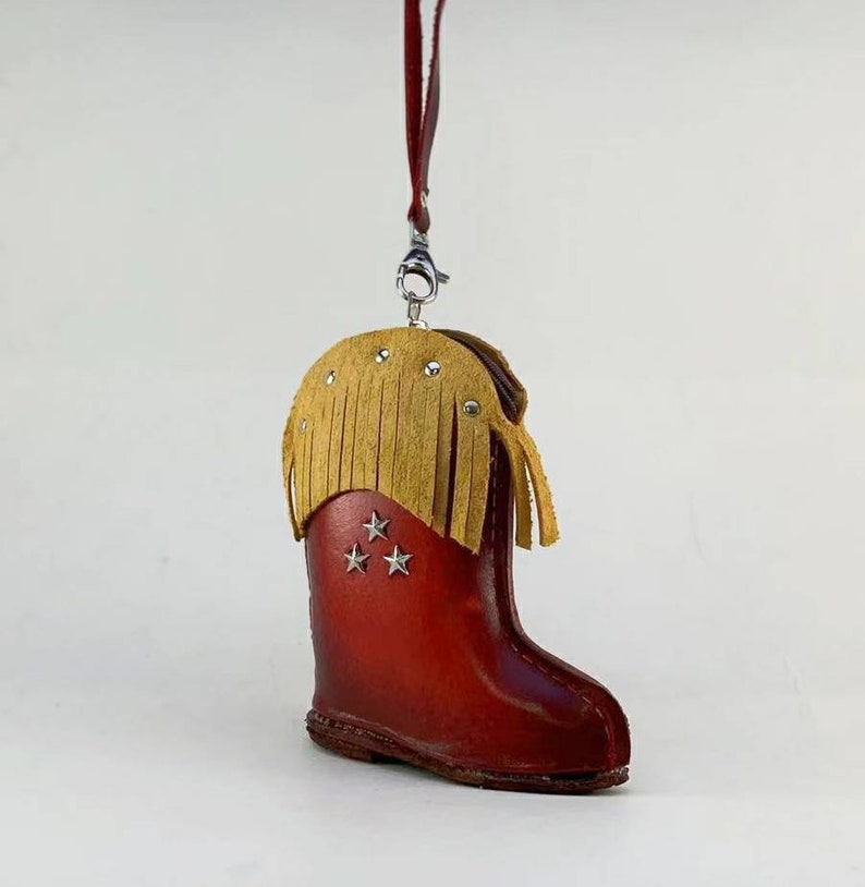 Handmade Genuine Leather Cowboy Boot Ornament / Coin Purse / Wristlet
