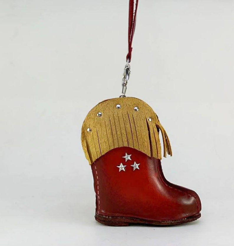 Handmade Genuine Leather Cowboy Boot Ornament / Coin Purse / Wristlet
