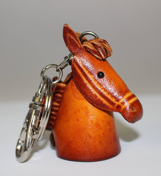 Genuine Handmade Leather Horse Keychain, Cartoon Keychain, Animal key ring, cartoon small gift, genuine leather small pendant.
