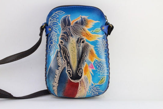 Handmade genuine leather horse purse