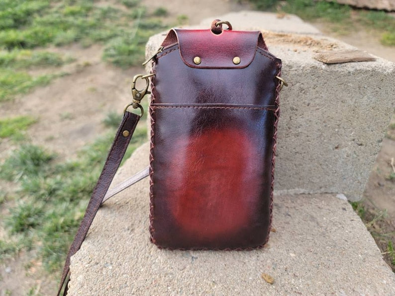 Genuine Handmade Leather Owl Cell Phone Case / iPhone Case