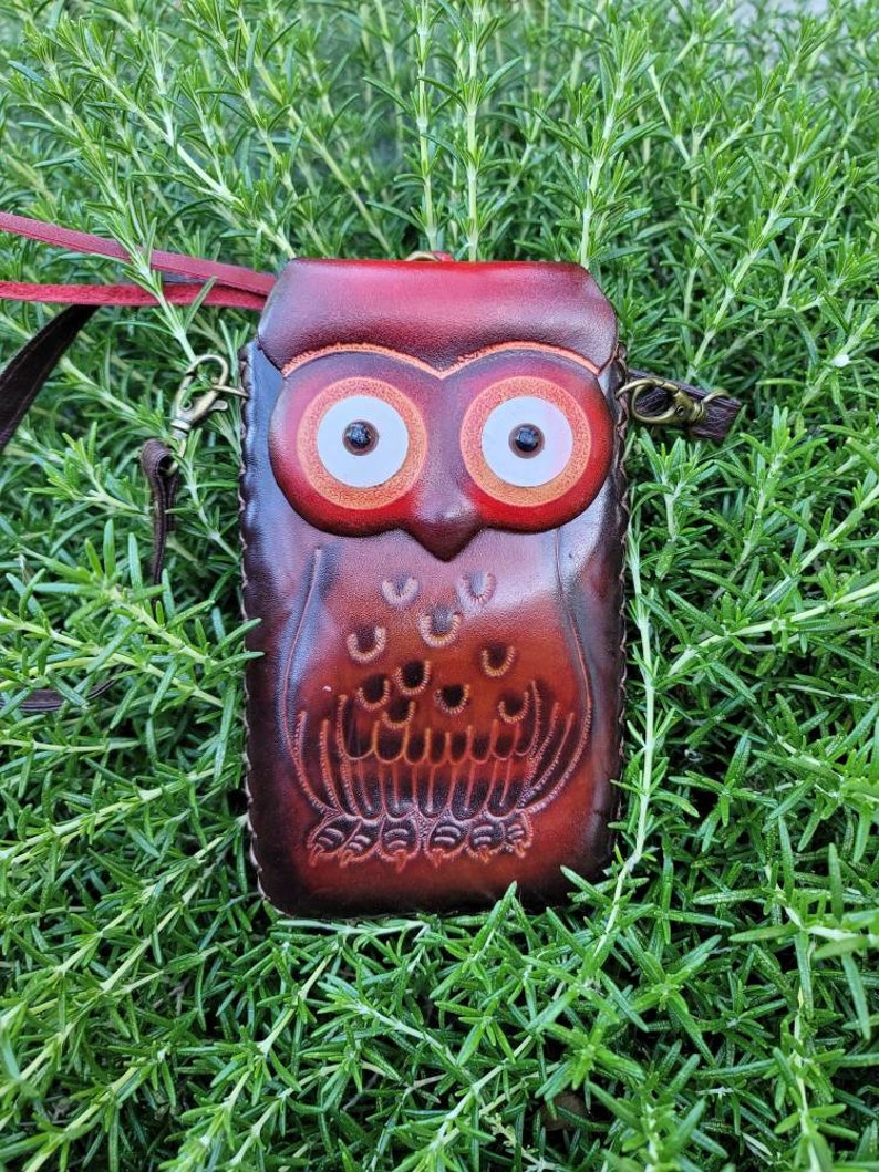 Genuine Handmade Leather Owl Cell Phone Case / iPhone Case