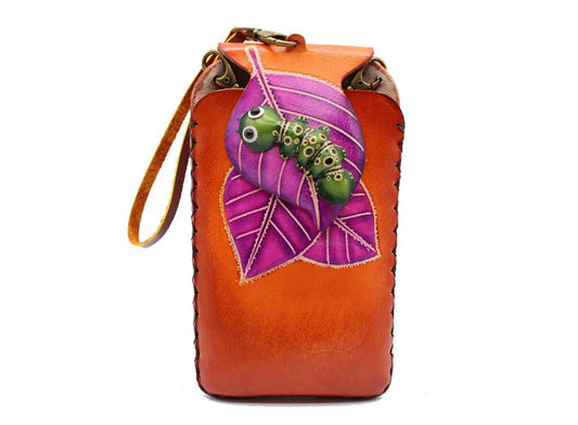 Caterpilar on Leaf Cell Phone Case / iPhone Case purse