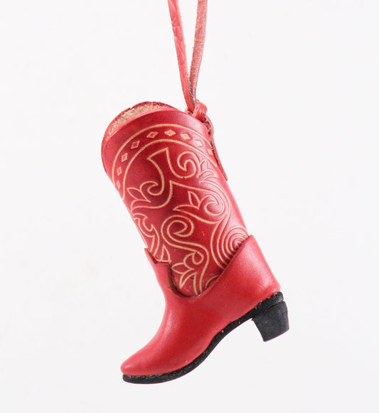 Genuine Handmade Leather Cowboy Boot Ornament